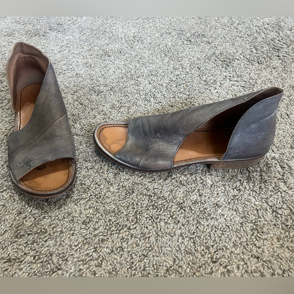 Free People Mont Blanc Sandals Gray Bohemian Women's Size 39 8.5 Leather Spain